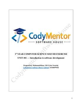 Computer Science Exercise preview — 1st Year Computer Science Chapter 1: Introduction to Software Development